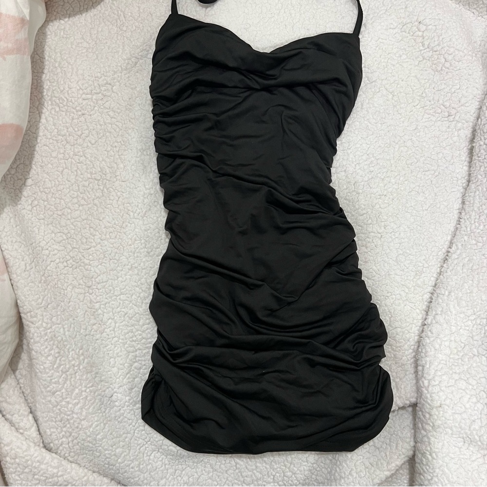 Elegant Black Ruched Dress